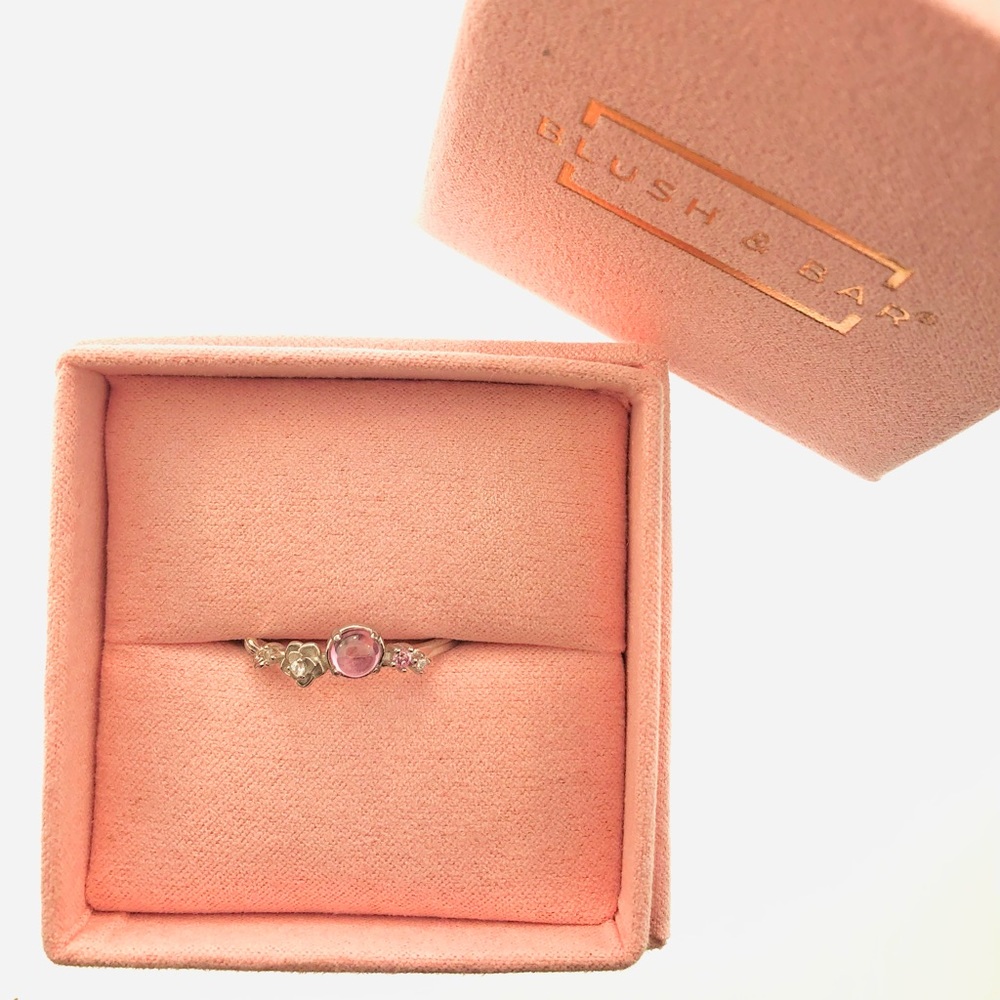 Women’s Blush & Bar Sterling Silver Crystal Ring